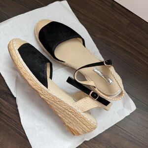 Women's Italian Black Espadrille Sandals